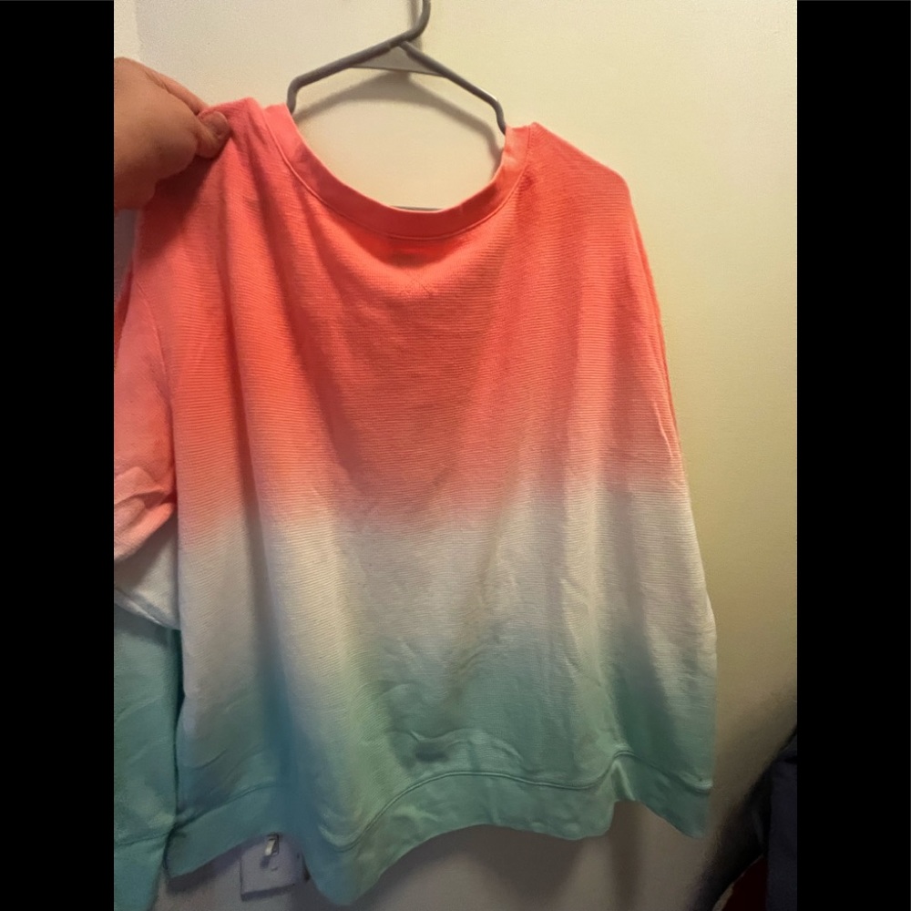 Splendid Pink, White, and Blue Long Sleeve Shirt